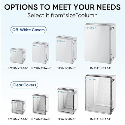 TICONN Outdoor Electrical Box Waterproof, Junction Box IP67 ABS Plastic - Image 3