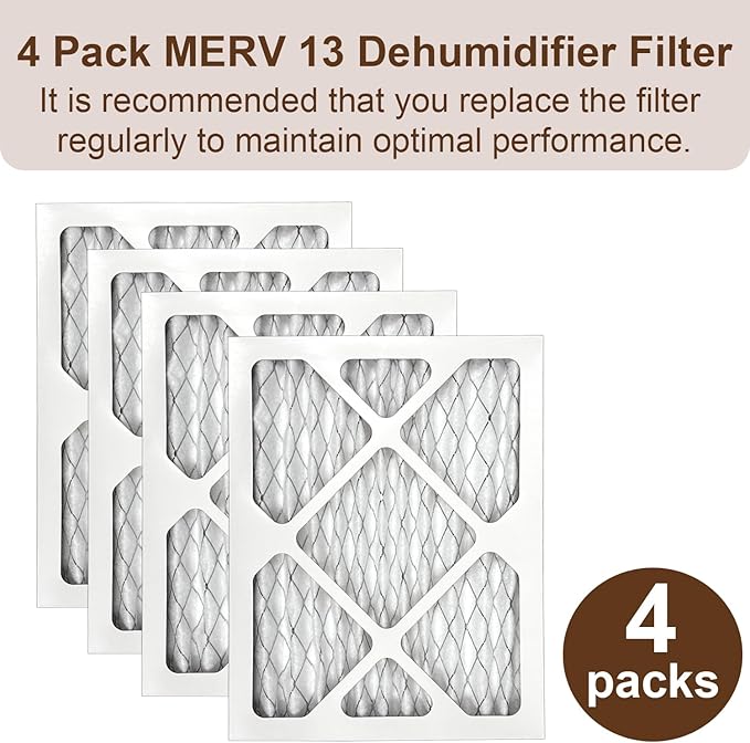 4 Pack 9 x 11 x 1 MERV 13 Replacement Dehumidifier Filters, Compatible - Image 3