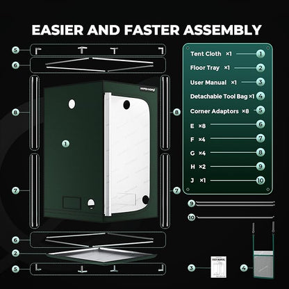 MARS HYDRO 4x4 Grow Tent Pro, Larger Observation Window, Controller & Socket - Image 9