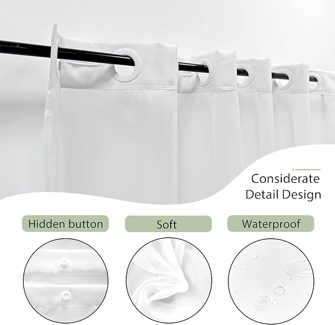 Sage Green Boho No Hooks Shower Curtain - Image 5