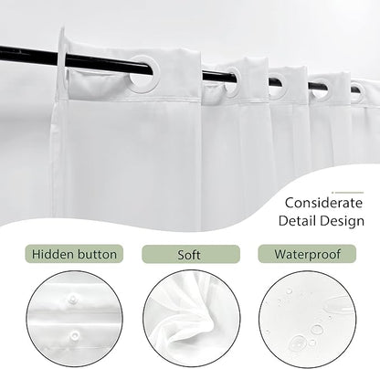 Sage Green Boho No Hooks Shower Curtain - Image 5