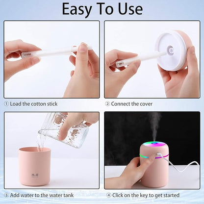 2 Pieces Cool Mist Portable Mini Humidifiers, 300 ml, Quiet USB Personal - Image 4