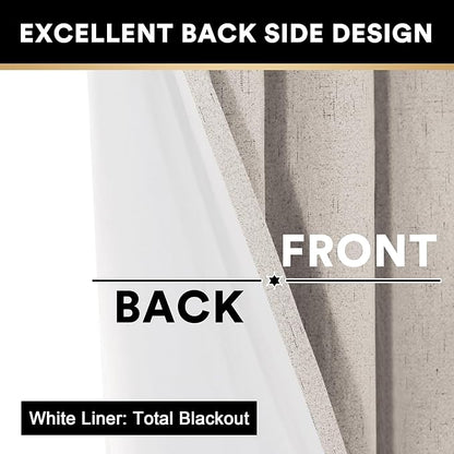 PrinceDeco Primitive Textured Linen 100% Blackout Curtains - Image 8