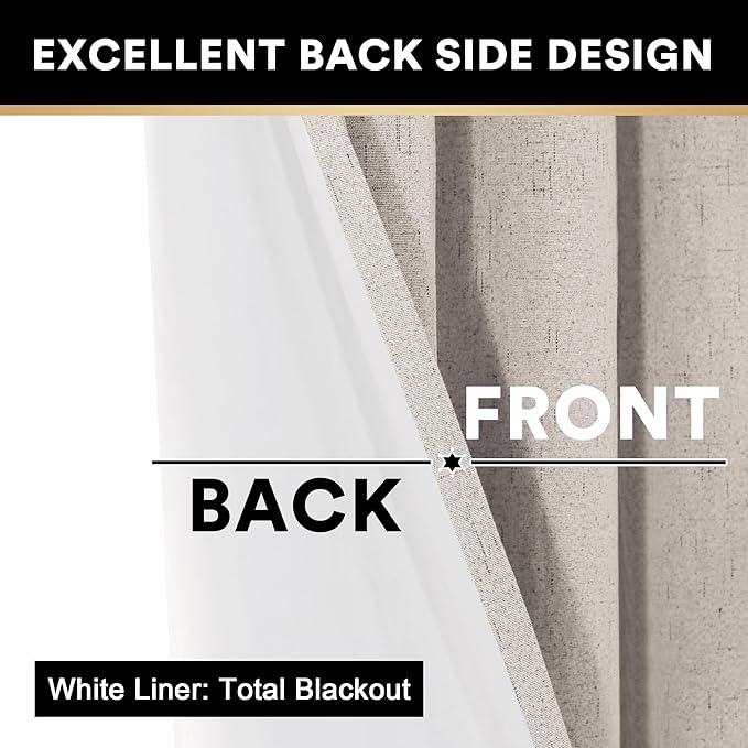 PrinceDeco Blackout Curtains for Bedroom 100% Black Out Curtains 54 Inch Long - Image 8