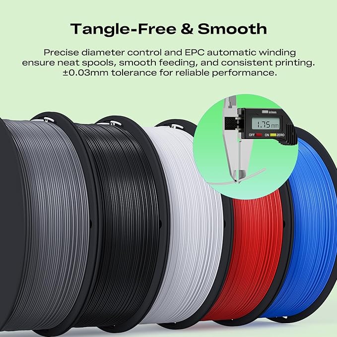 Creality 3D Printer Filament Bundle 4KG, 4 Pack 1kg Spool 1.75mm PLA Filament - Image 3