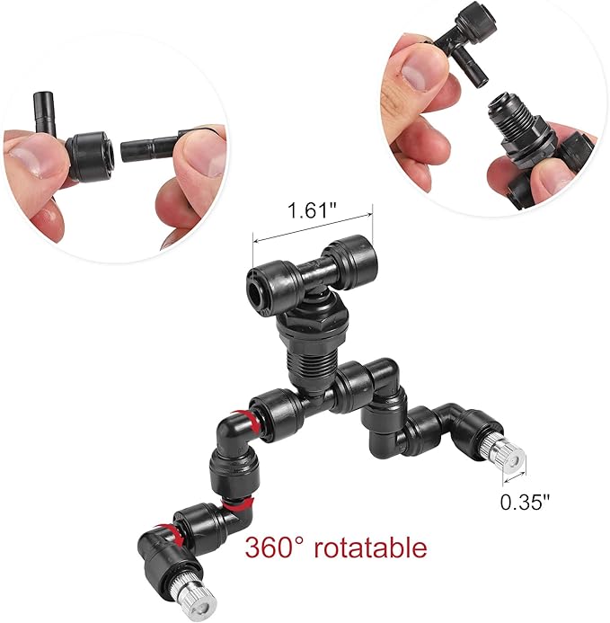CozyCabin 2Pcs Double Reptile Mister Nozzles, 1/4'' Reptile Misting Spray - Image 2