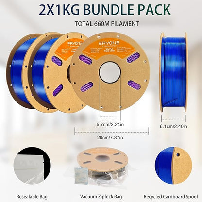 ERYONE Silk Tri Color PLA Filament 3D Printer 1.75mm +/- 0.03mm - Image 6