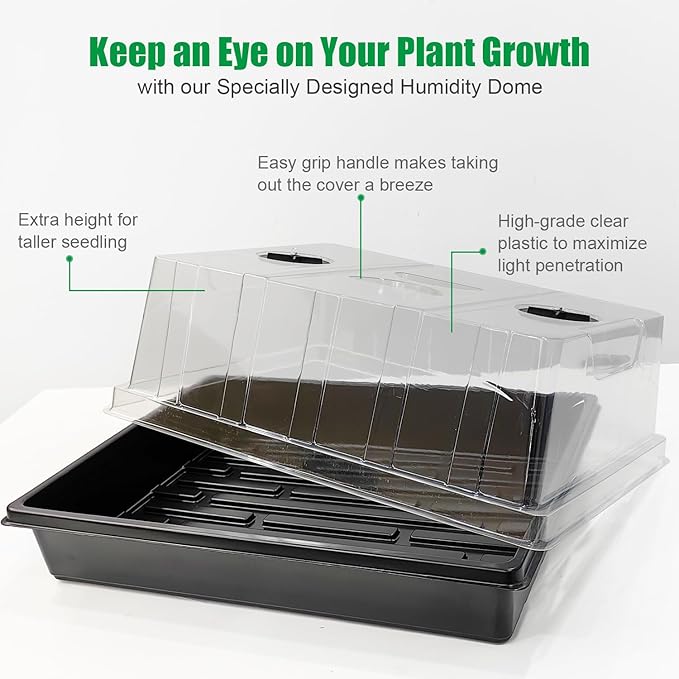 4-Pack Seed Starter Trays with 5'' Tall Humidity Domes – Reusable Plant - Image 4