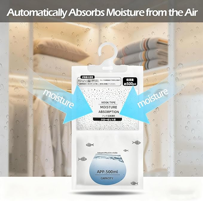 Moisture Absorbers 12 Pack，Hanging Closet Dehumidifier Bags, Humidity Packs - Image 5