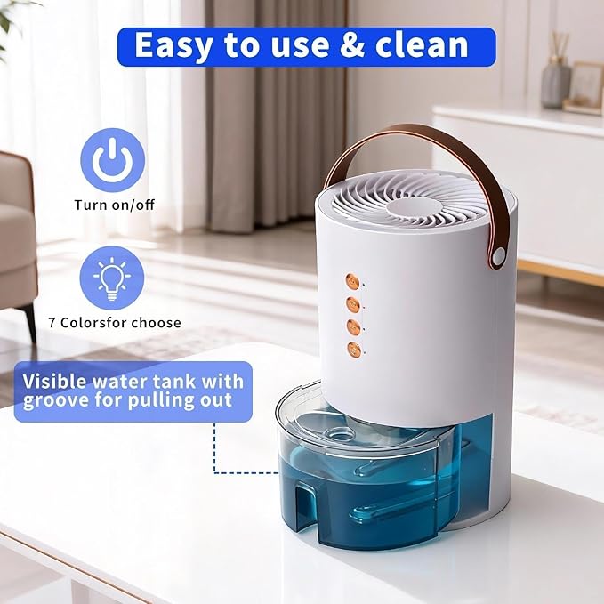 Dehumidifiers for Home, 60 Oz Small Dehumidifier for Basement. Portable - Image 4