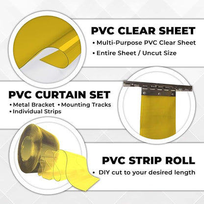 Yellow Kit PVC Smooth Plastic Strip Door Curtain 3x7 ft. Standard Clear - Image 5