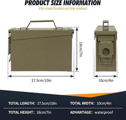 GUGULUZA Metal Ammo Can 30/50 Cal, Lockable Bullet Storage Case, Waterproof & - Image 3
