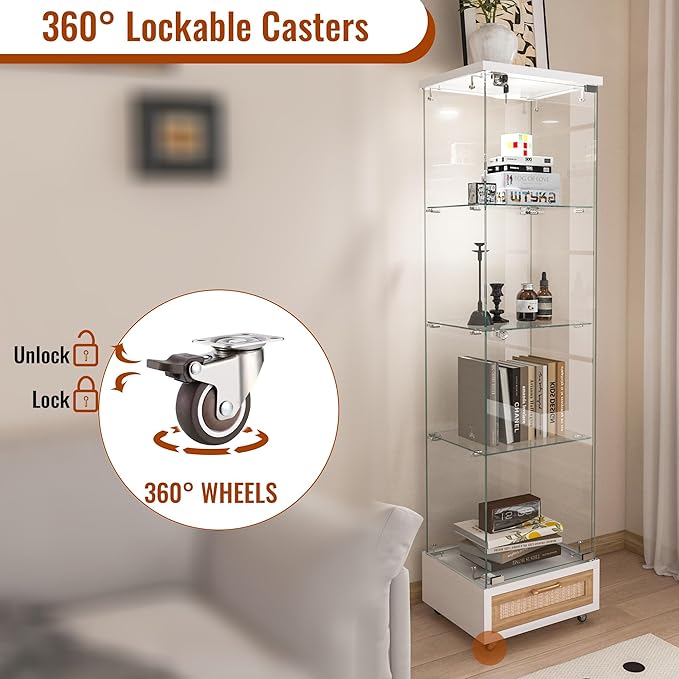 Yoluckea 4-Tier Glass Display Cabinet - Image 5