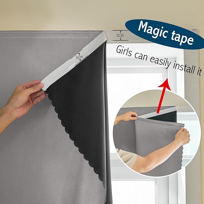Adhesive Curtain 100% Blackout No-Drill Easy Install - Image 6