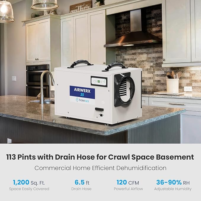 BaseAire Crawlspace Dehumidifier, 113 Pints Commercial Dehumidifiers - Image 4
