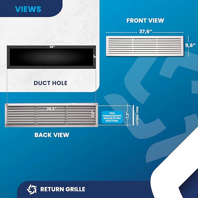 36x8 Inch Air Return Vent Cover Decorative – Premium Aluminum AC Vent Cover - Image 4