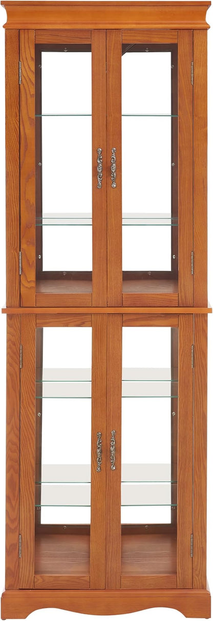 Glass Curio Cabinet with Lights & Adjustable Shelves, Corner Cabinet - Image 7