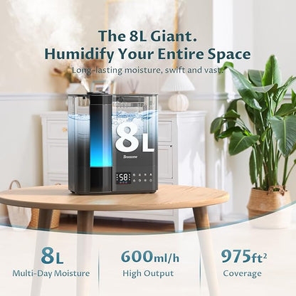 BREEZOME 8L Humidifiers for Bedroom, Warm & Cool Mist for Large Room Home - Image 4