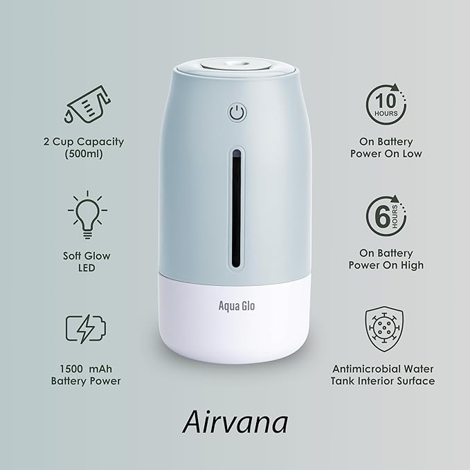 Aqua Glo Personal Humidifier – Ultrasonic Cool Mist, Rechargeable Battery - Image 4