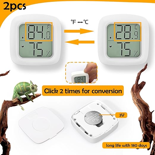 2 PCS Reptile Thermometer and Humidity Gauge - Image 4
