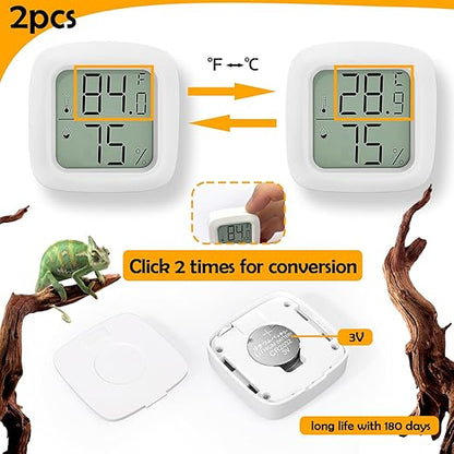 2 PCS Reptile Thermometer and Humidity Gauge - Image 4
