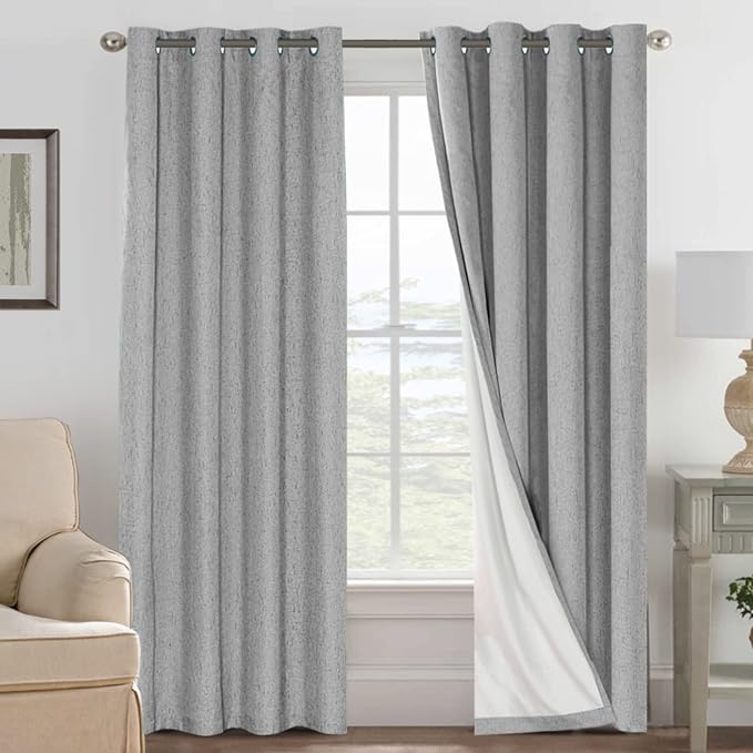 H.VERSAILTEX Linen Blackout Curtains 96 Inches Long, 100% Absolutely Blackout by HVERSAILTEX