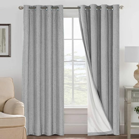 H.VERSAILTEX Linen Blackout Curtains 84 Inches Long, 100% Absolutely Blackout by HVERSAILTEX
