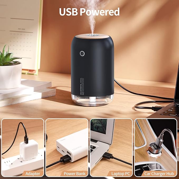 SmartDevil Portable Mini Humidifier, 500ml Desk Plant Humidifier, USB Personal - Image 4