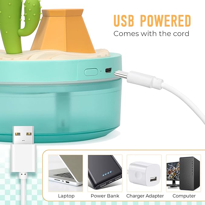 Cactus Mini Humidifier, Cute Desktop Humidifiers - Image 5