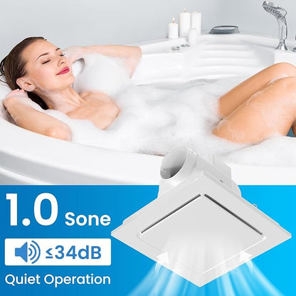 Hon&Guan Bathroom Exhaust Fan, Quiet Square Bathroom Vent Fan 111 CFM, 1.0 Sones - Image 3