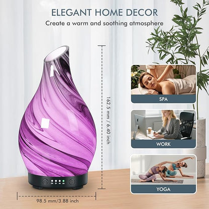 Essential Oil Diffuser Aroma Diffuser- 200 ml Art Glass Ultrasonic Cool Mist - Image 6