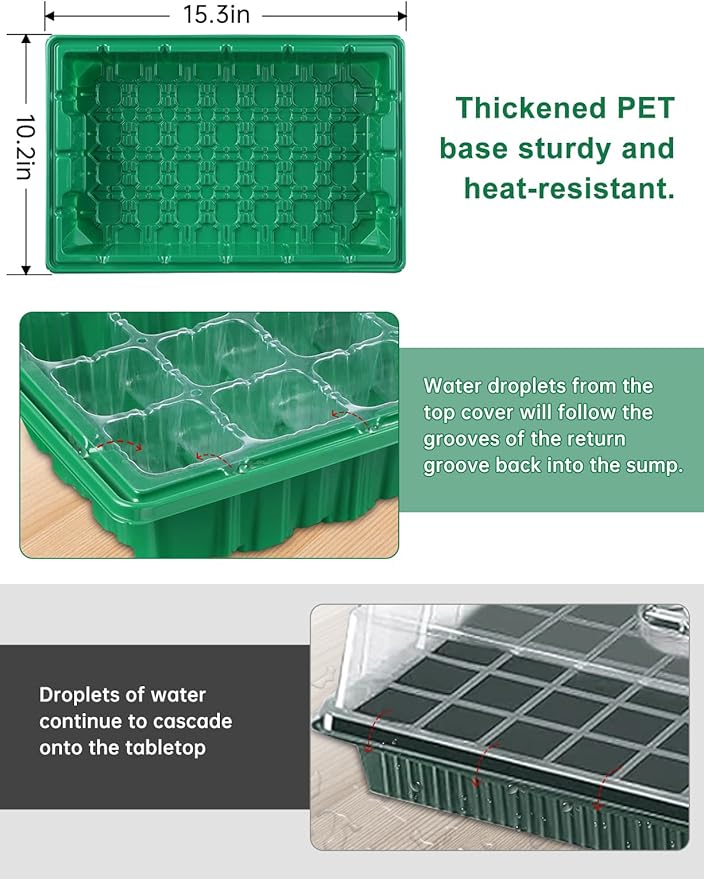 Large Seed Starter Trays with Heat Mat, Seed Starter Kit with 48 Full Spectrum - Image 5