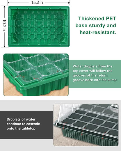 Large Seed Starter Trays with Heat Mat, Seed Starter Kit with 48 Full Spectrum - Image 5