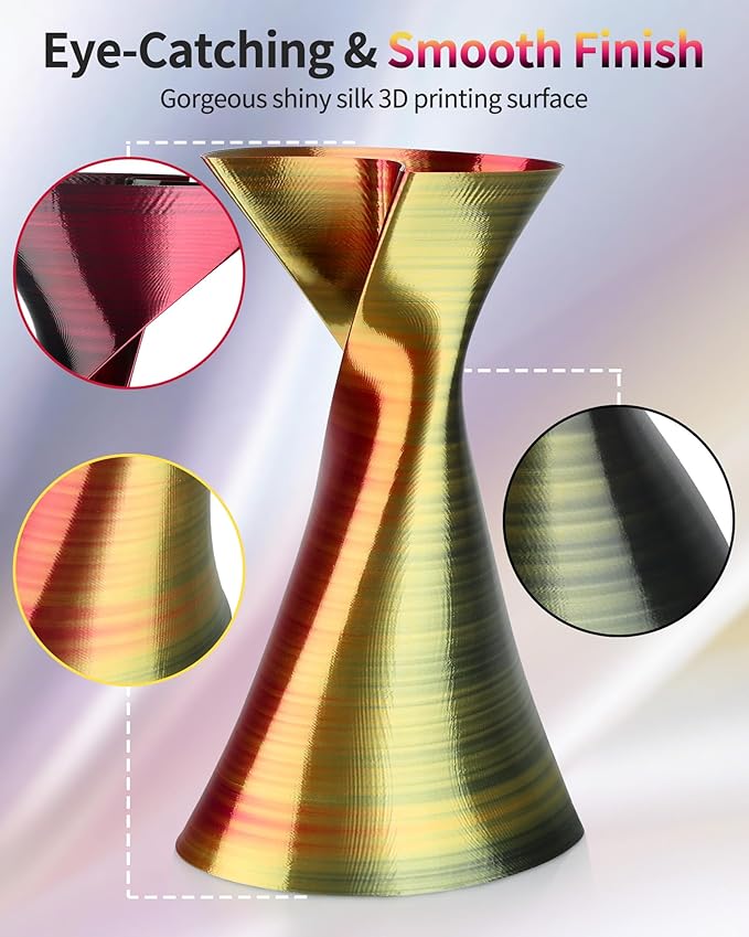 LANDU Silk Tri-Color PLA Filament 1.75mm 1Kg, Triple Color Silk PLA Filament - Image 3