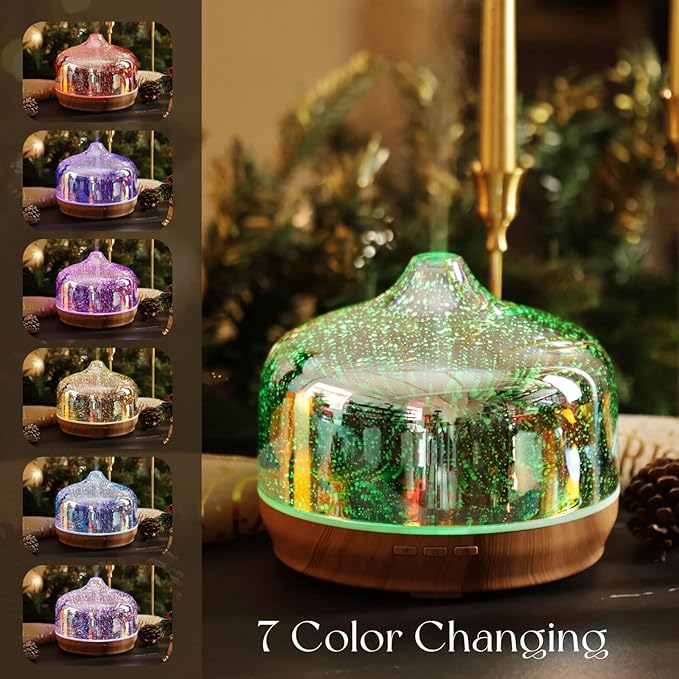 Porseme 500ml Essential Oil Diffuser 3D Glass Aromatherapy Ultrasonic Humidifier - Image 2