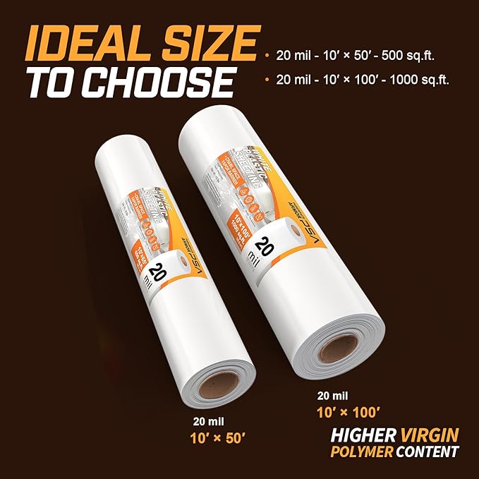 Crawl Space Vapor Barrier, 20 Mil Vapor Barrier, Heavy Duty Polyethylene Film - Image 6