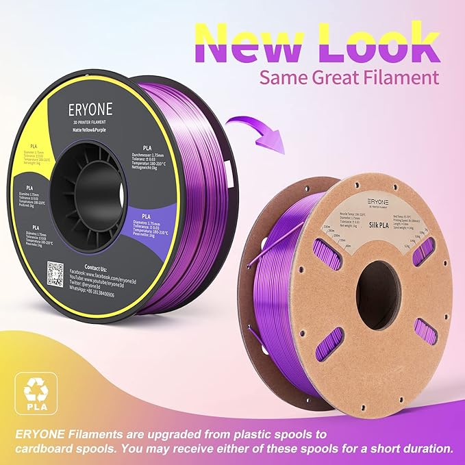 ERYONE Silk Dual Color PLA Filament 3D Printer 1.75mm +/- 0.03mm, Bicolor - Image 2