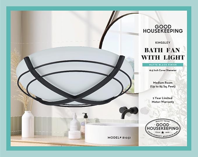 Good Housekeeping Kingsley Decorative 90 CFM 2.5 Sones Bathroom Ventilation - Image 2