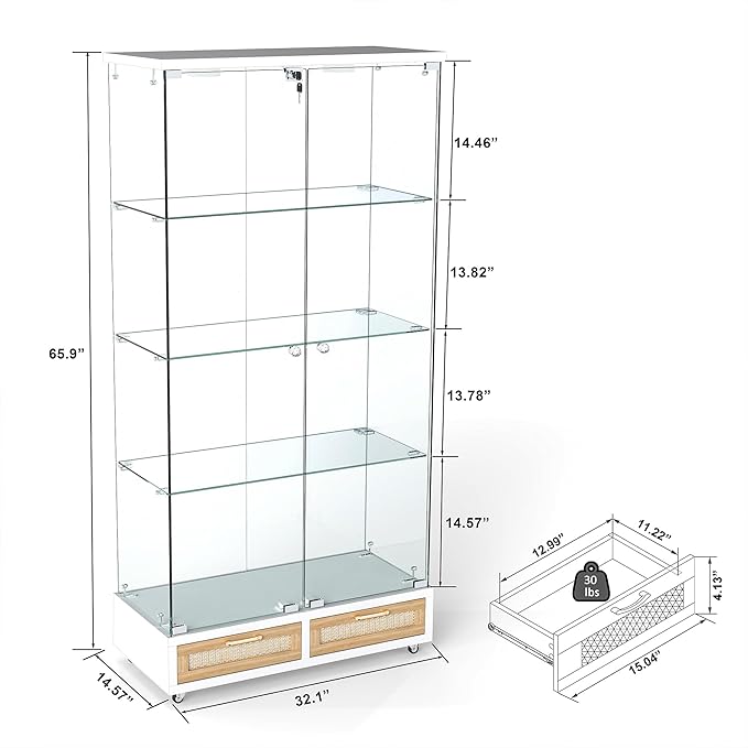 Yoluckea 4 Tier Glass Display Cabinet - Image 2