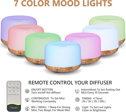 Oil Diffuser, 500ml Essential Oil Diffusers - Image 3