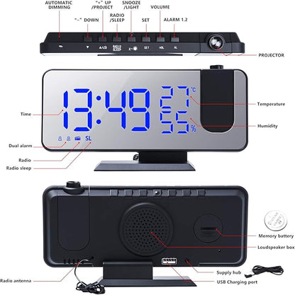 Projection Digital Alarm Clock for Bedrooms, Alarm Clock Radio on Ceiling - Image 5