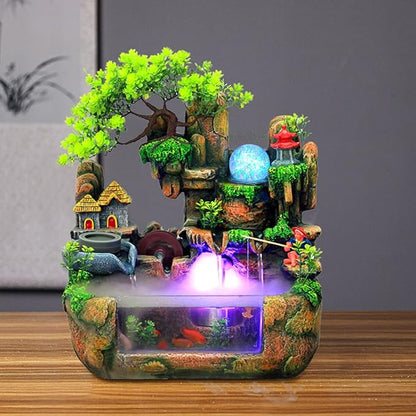15" LED Desktop Fountain Waterfall Decor, Atomizing Desktop Humidifier w/LED - Image 8