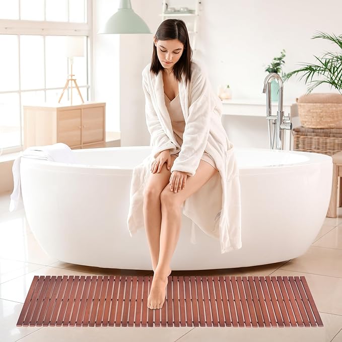 Bath Mat Bathroom Runner Long Large Rugs Floor Wood Shower Bathtub Waterproof - Image 6
