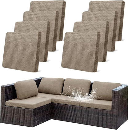 8Pcs Outdoor Stretch Cushion Covers, Waterproof Outdoor Chair Cushion Covers by CALBODE