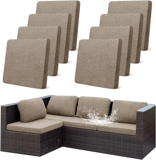 8Pcs Outdoor Stretch Cushion Covers, Waterproof Outdoor Chair Cushion Covers by CALBODE