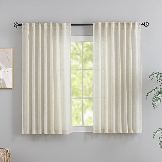 DONREN Natural Linen Textured Curtains by DONREN