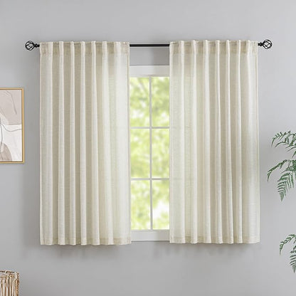 DONREN Flax Linen Curtains 72 Inch Length by DONREN
