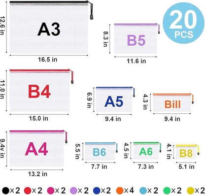 20 Pack Mesh Zipper Pouch Bags, 9 Sizes Waterproof Zipper Pouches - Image 4