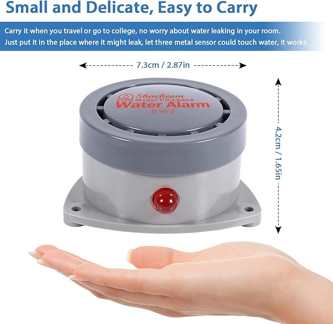 Water Leak Detector 3 Pack, Shackcom Water Alarm 110DB, Waterproof & - Image 2