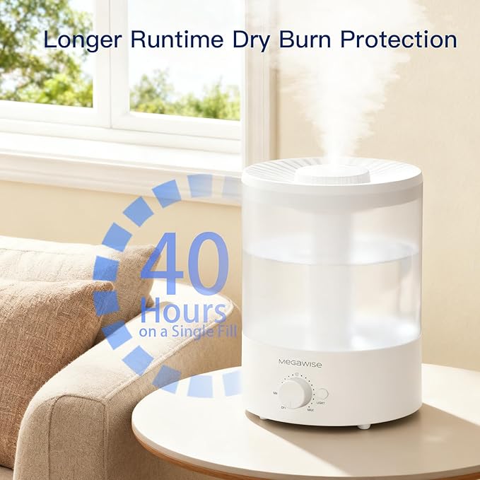 MegaWise Ultrasonic Cool Mist Humidifier | Quiet Operation, Top Fill, Auto - Image 7